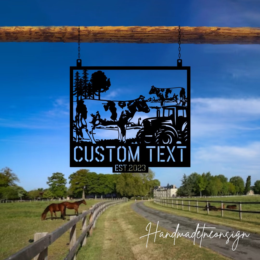 Custom Outdoor Dairy Farm Metal Wall Art Hangingpersonalized Outdoor
