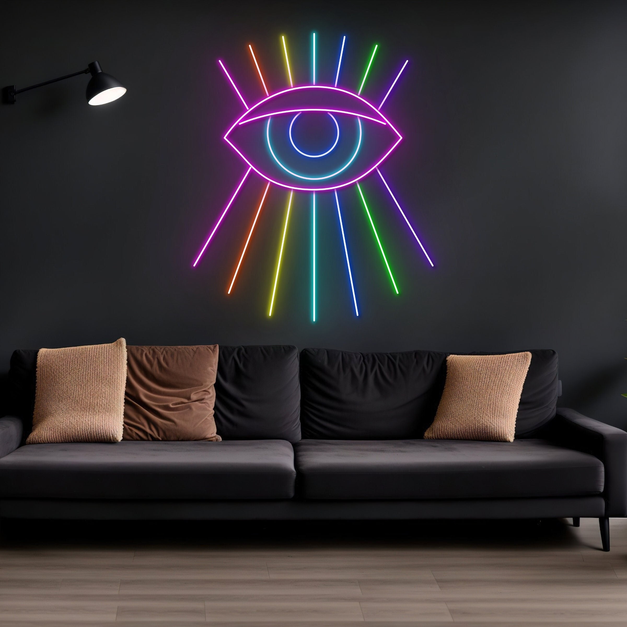 Magic Eye Neon Schild, Böses Auge LED Schild, Auge Gottes Neonlicht, Auge der Vorsehung LED-Licht,Teufelsauge Halloween Dekor