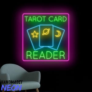 Tarot-Karte Leuchtreklame, Tarot-Leser-LED-Schild, Tarot-Neonlicht, Wahrsagerin-LED-Licht, psychische Wandkunst, Hauswanddekor