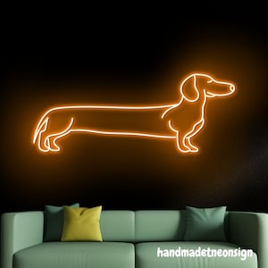 Sinal de parede de néon do cão dachshund, sinal de parede conduzido do amante do cão, luz de parede de néon animal, luz de parede conduzida do cão, sinal de parede do animal de estimação, decoração do quarto de casa