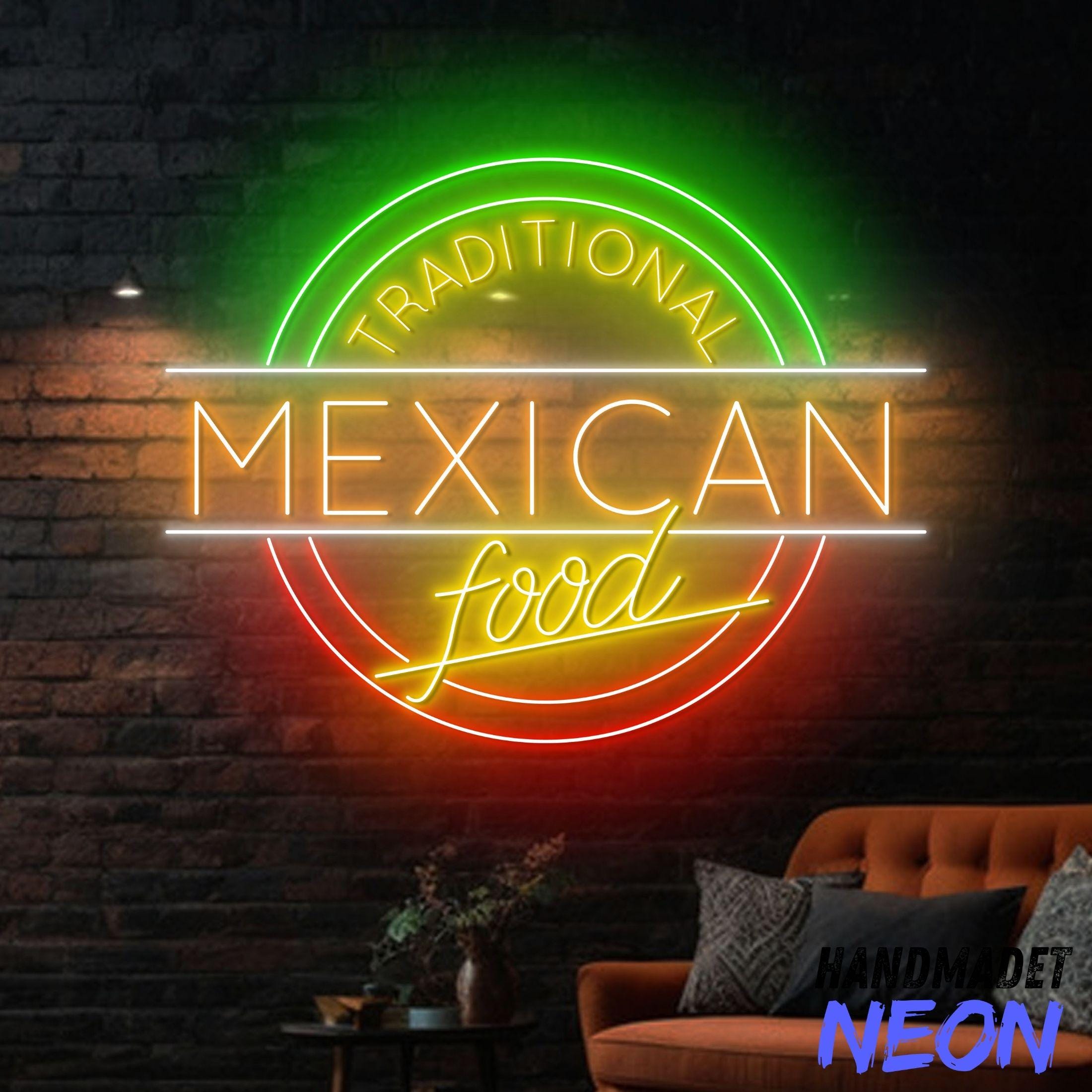 Mexican Food Neon Sign, Traditional Mexican Food Led Sign, Neon