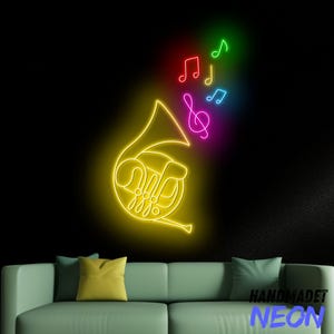 Waldhorn Neon Schild, Waldhorn LED-Schild, Waldhorn Neonlicht für Musikstudio, Musikinstrument Wandkunst, Musikshow Wanddekor