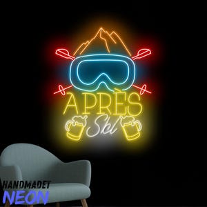 Apres Ski Neon Sign, Skiing Led Sign, Ski Goggles Neon Light, Apres Ski Beer Led Light, Skiing Light For Skiing Club Wall Art Ski Wall Decor