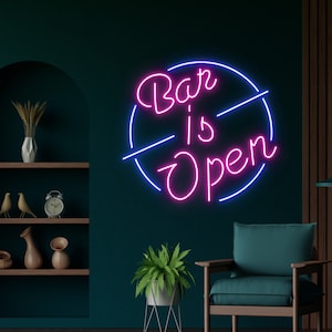 Bar Is Open Neon Sign, Open Led Sign, Wall Decor, Bar Neon Sign, Custom Neon Sign, Open Led Sign, Open Neon Light, Bar Club Decor
