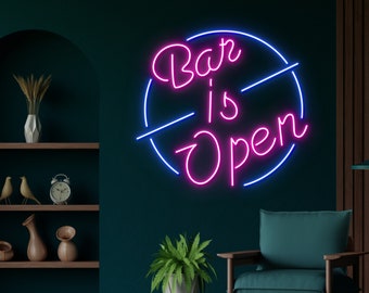 Bar Is Open Neon Sign, Open Led Sign, Wall Decor, Bar Neon Sign, Custom Neon Sign, Open Led Sign, Open Neon Light, Bar Club Decor