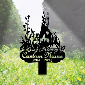 Custom Doberman Memorial Stake Metal Sign - Personalized Doberman Dog Metal Name Sign With Stake - Dog Pet Metal Stake Sign Art Decor