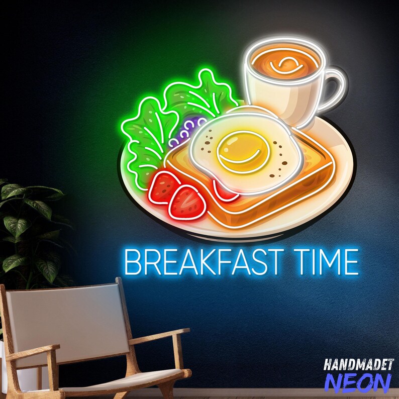 Breakfast Neon Sign for Restaurant Wall Decor, Coffee and Eggs Led ...