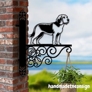 Personalized Beagle Dog Hanging Bracket, Beagle Dog Hanging Basket Bracket, Beagle Hanging Bracket For Garden, Dog Metal Sign Garden Decor