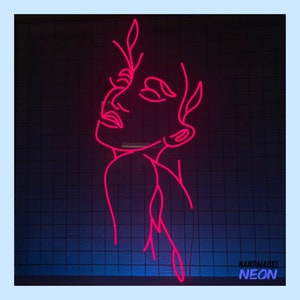Flower head Neon Signs, Girl With Leaf Led Signs, Lover Gifts, Neon Lights For Wall, Bedroom Decor, Abstract Art, Woman Line Art,Rose Head