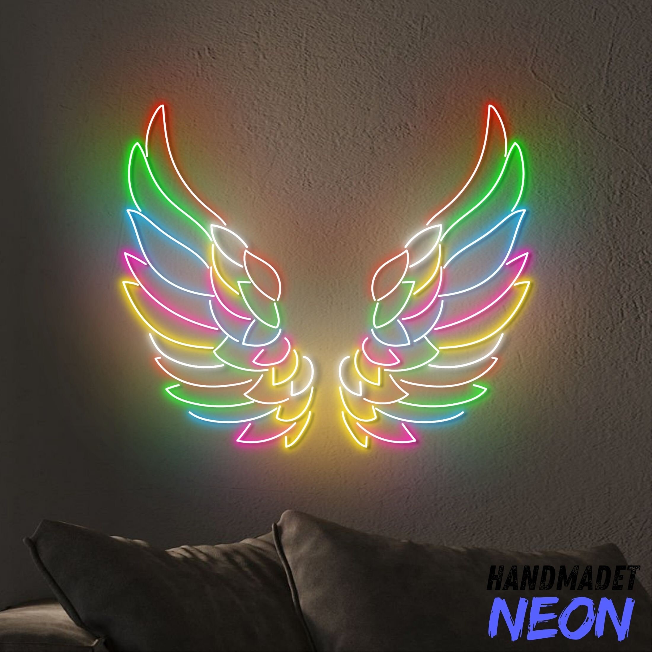 Angle Wings Neon Sign, Wings Led Sign, Colorful Wings Neon Light, Angel ...