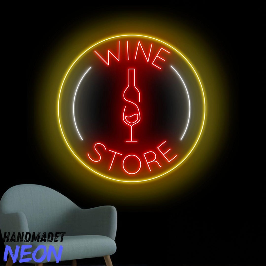 Wine Store Neon Sign, Wine Glass Bottle Led Sign, Wine Glass Neon Light ...