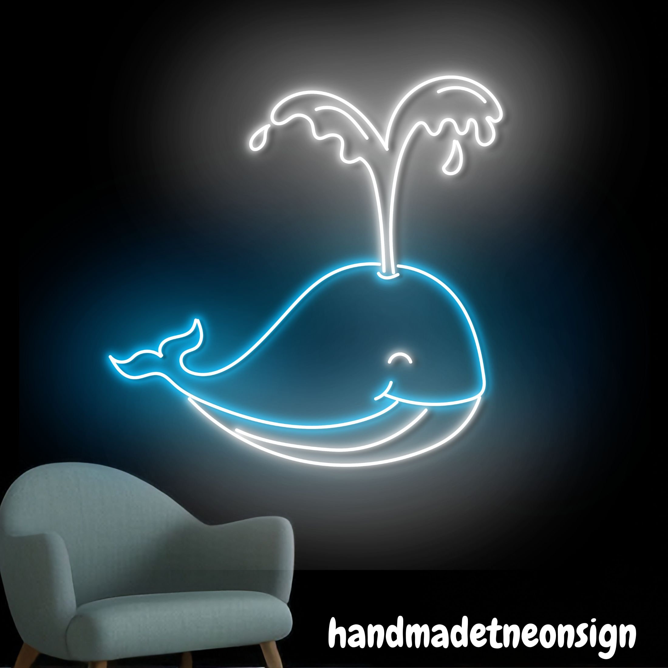 クジラのネオンサイン、クジラの LED サイン、かわいいクジラのネオン