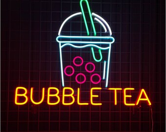 Bubble Tea Neon Sign, Boba Tea Neon Sign, Wall Decor, Neon Sign, Custom Neon Sign, Bar Led Sign, Best Gifts, Pub Led Signs, Bubble Tea Signs