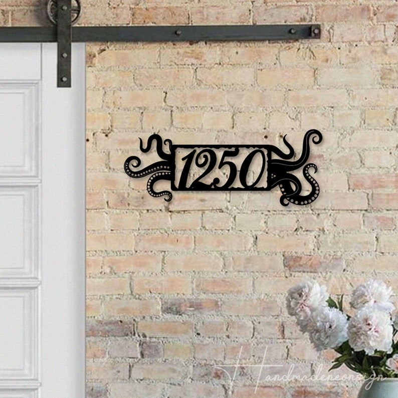 Personalized Octopus House Number, Octopus Home Number Metal Wall Sign ...
