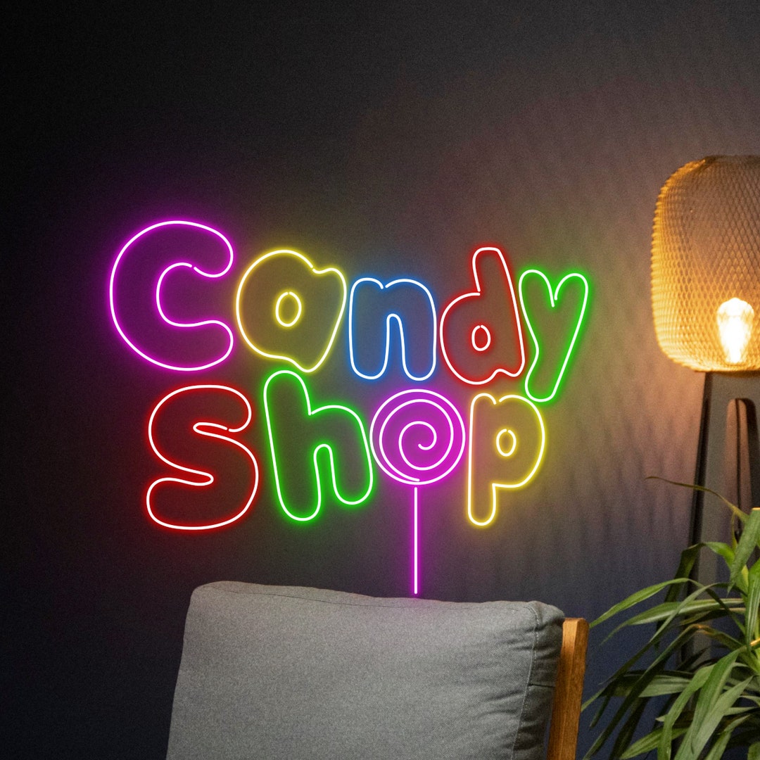 KANDYTOWN SIGN – Sign Few Colors Glowneon Candy Neon Sign, Candy Shop Decor, Lollipop LED
