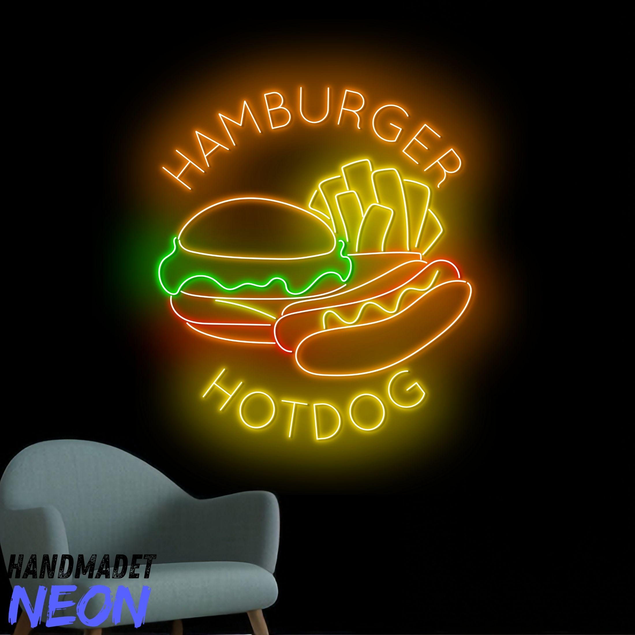 Burger Fries Drink Neon Sign For Wall Decor,Dimmable Fast Food Business