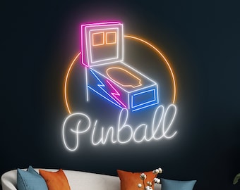 Pinball Machine Neon Sign, Pinball Neon Sign, Pinball Neon Lights, Game Room Led Lights, Custom Neon Signs, Arcade Decor, Wall Art Decor