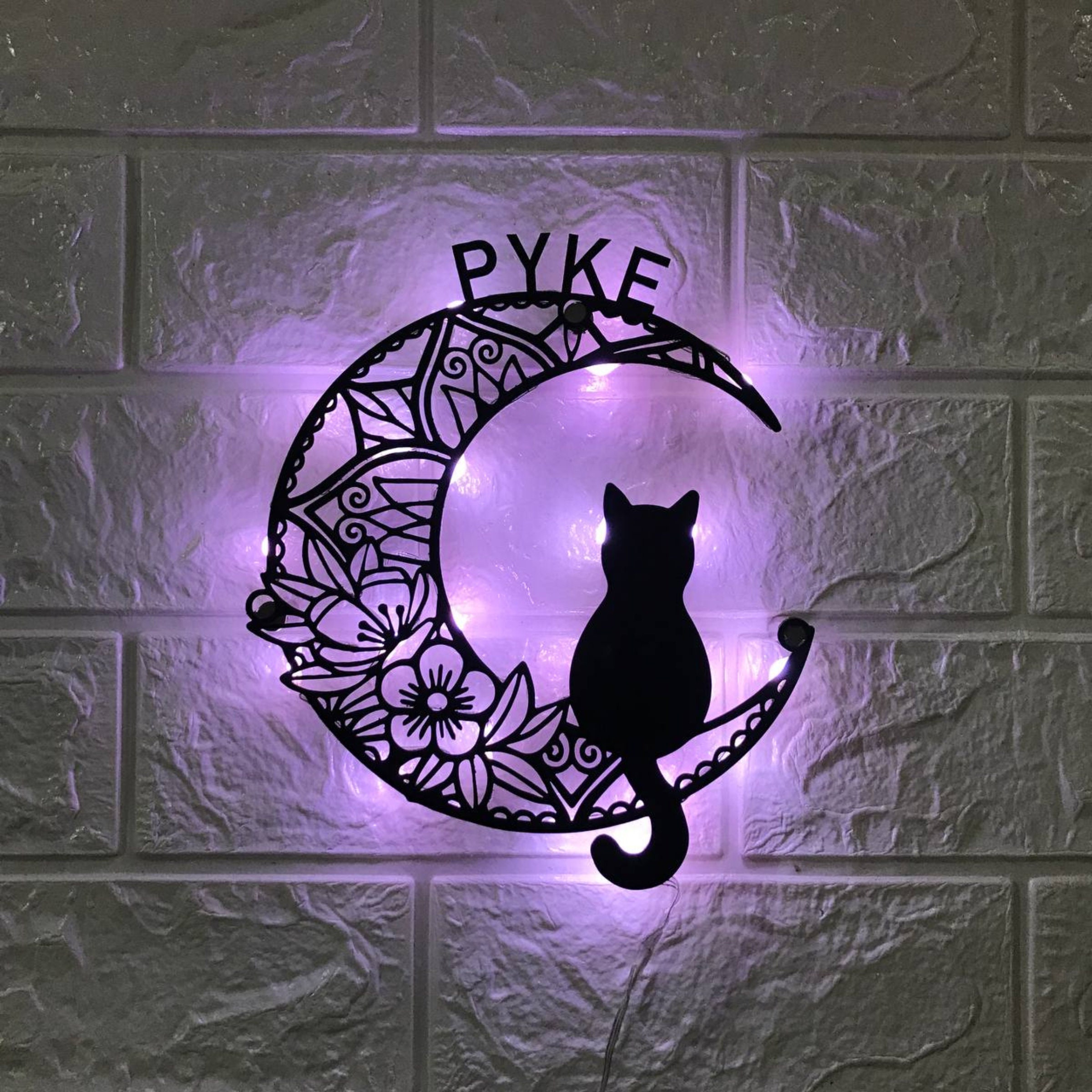  Personalized Cat Halloween Metal Wall Art With Lights