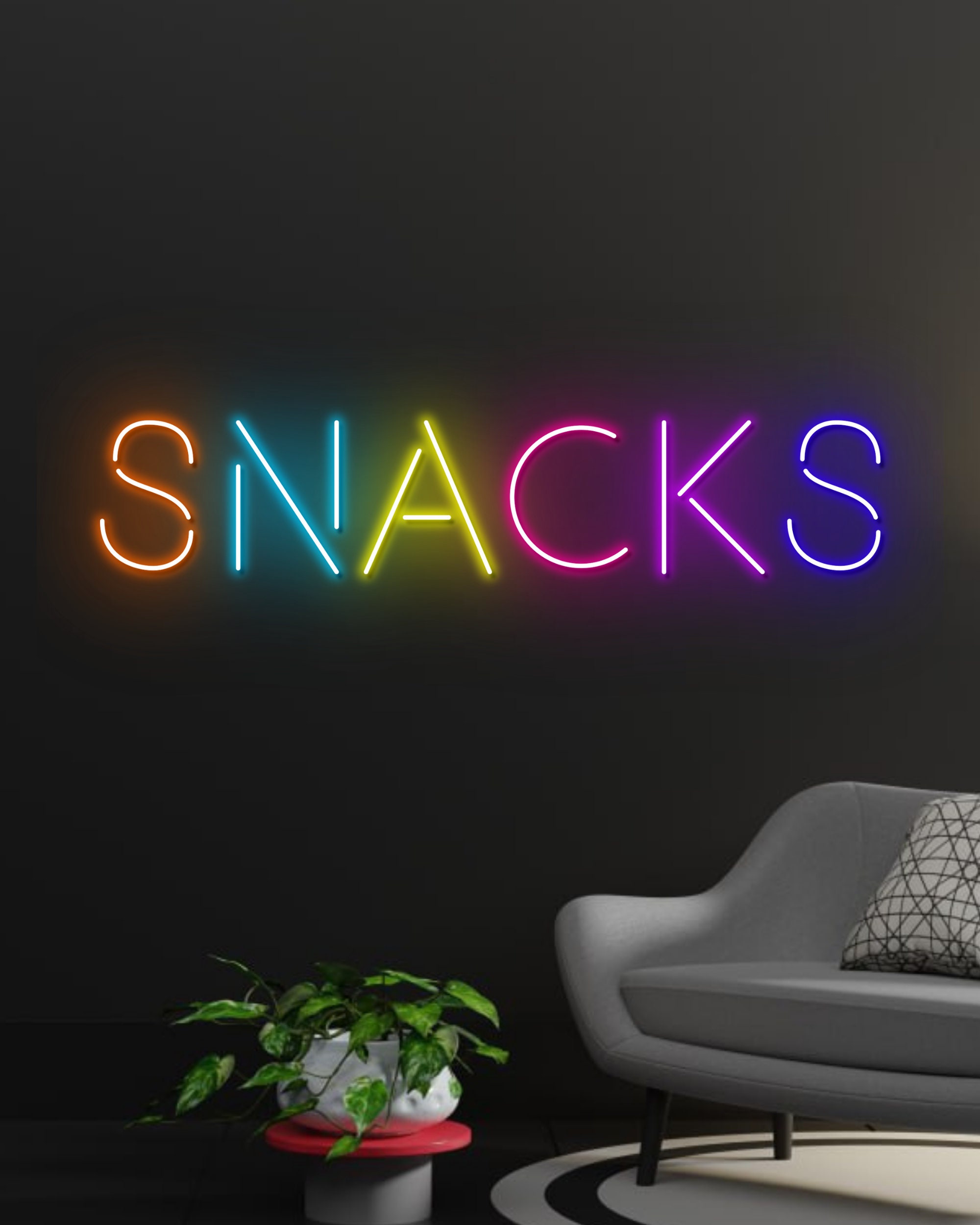 Snacks Neon Sign, Snacks Led Signs, Snacks Wall Led Lights, Wall