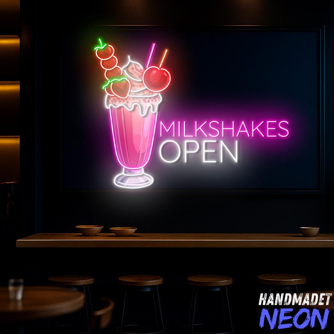 Milkshake Sign Menu Milkshake Neon Sign for Dessert Shop Decor, Smoothie Led Light, Custom ...