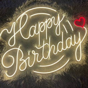 Birthday Led Sign, Happy Birthday Neon Sign, Wall Decor, Birthday Neon ...