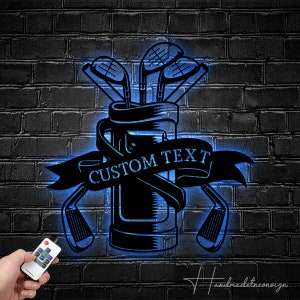 Custom Golfing Metal Wall Art LED Light - Personalized Golfer Sign Home Decor - Playing Golf Metal Light - Sport Metal- Golf Club Decor