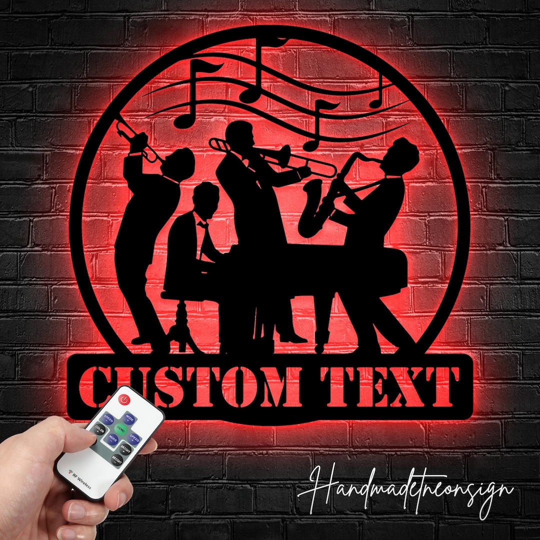 Personalized Jazz Music Band Metal Wall Art LED Light Custom Music