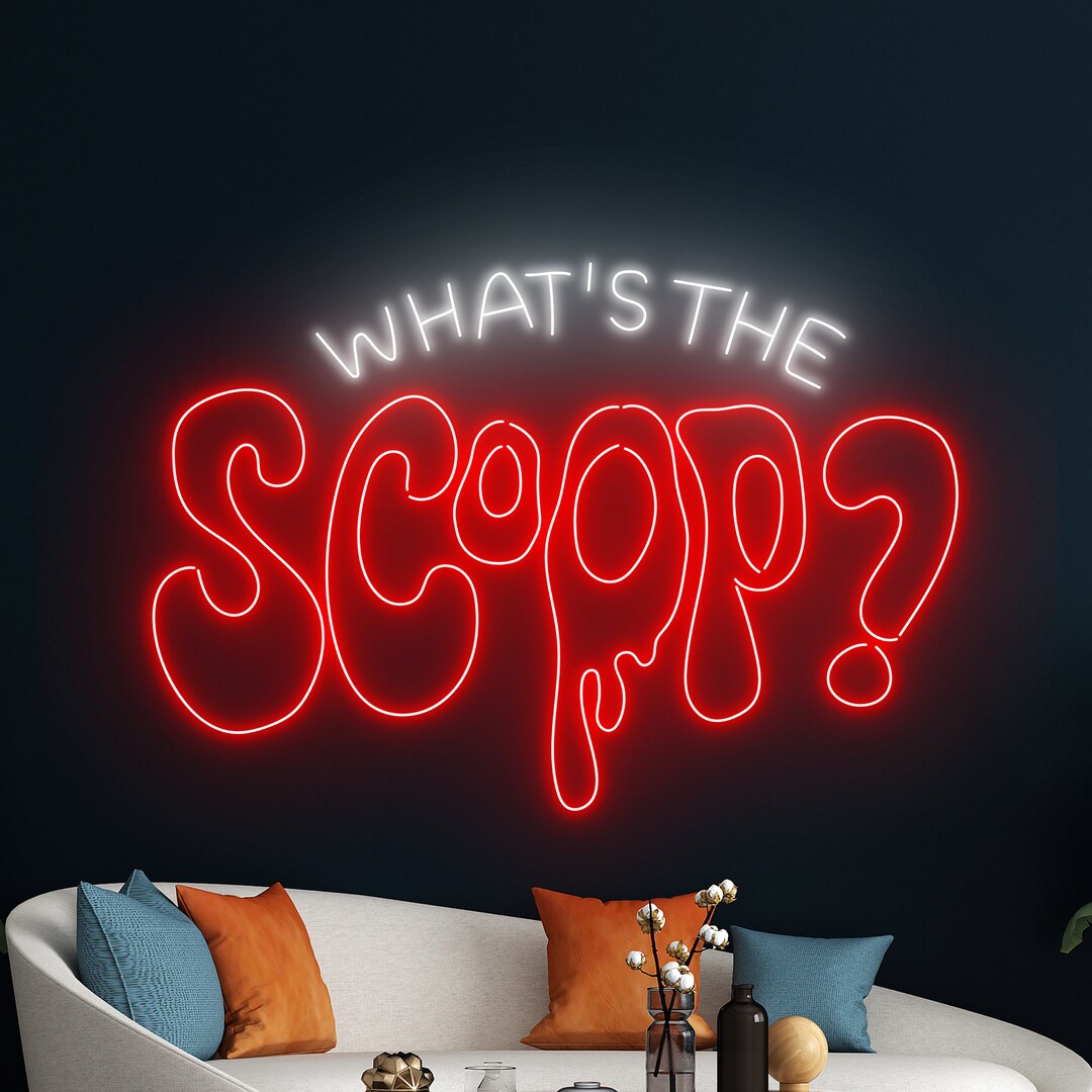 What's the Scoop Ice Cream Neon Sign, Scoop Dripping Neon Light, Ice