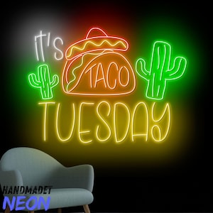 It’s Tacos Tuesday Neon Sign, Mexican Tacos Led Sign, Taco Led Light, Tacos Neon Light, Tacos Food Wall Art, Mexican Restaurant Wall Decor