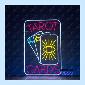 Tarot-Karte Leuchtreklame, Tarot-Leser-LED-Schild, Tarot-Neonlicht, Wahrsagerin-LED-Licht, psychische Wandkunst, Hauswanddekor