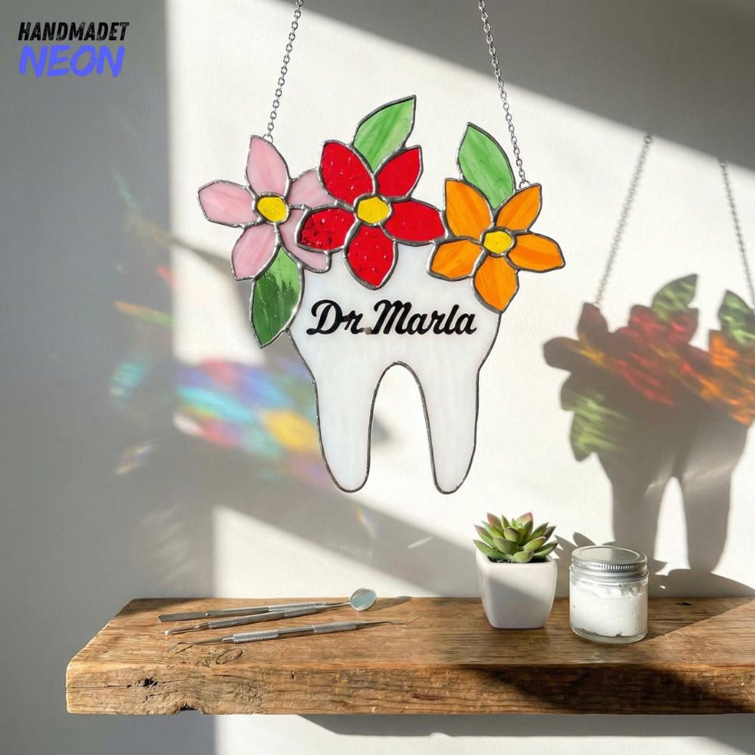 Personalized Dentist Tooth Stained Glass Suncatcher, Dental Hygienist ...