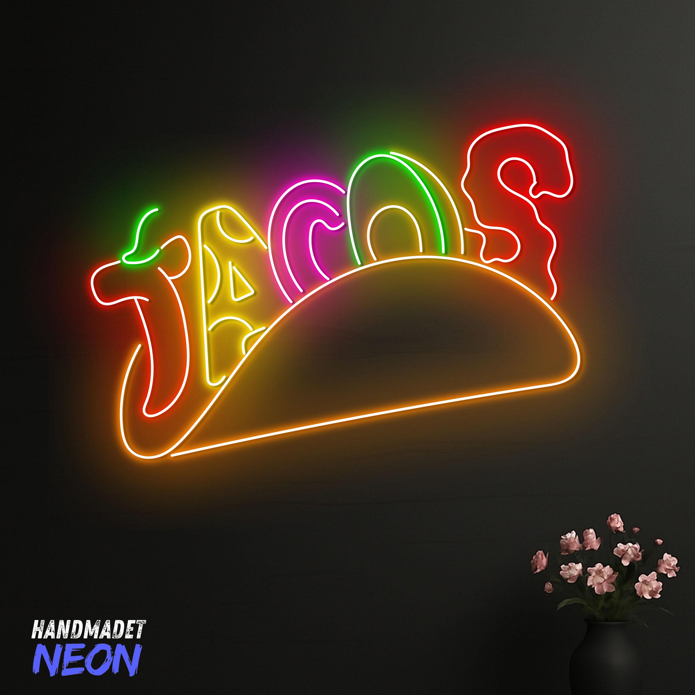 タコスネオンサイン - カスタムLEDメキシカンフードライト - バー