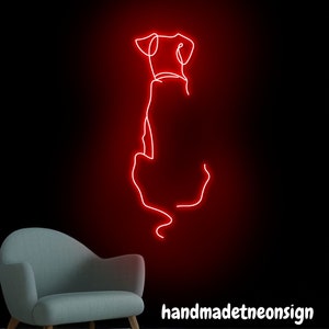 Letrero de neón con arte lineal para perros, letrero LED con arte lineal para perros, luz de neón para amantes de los perros, luz LED personalizada para perros, arte de pared para la habitación de los perros, decoración de pared para el hogar de las mascotas