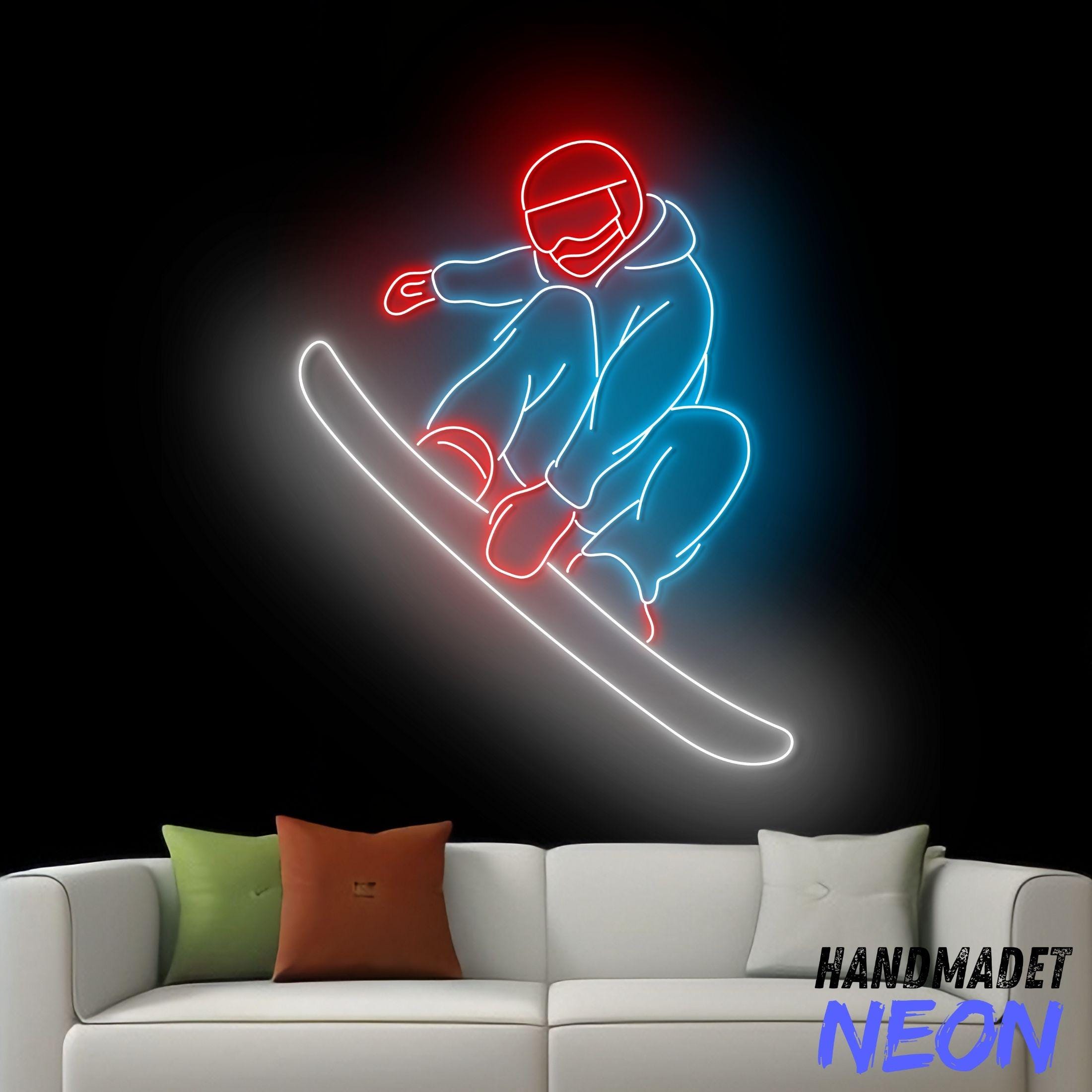 Snowboarding Neon Sign, Snowboarder Led Sign, Man Snowboarding