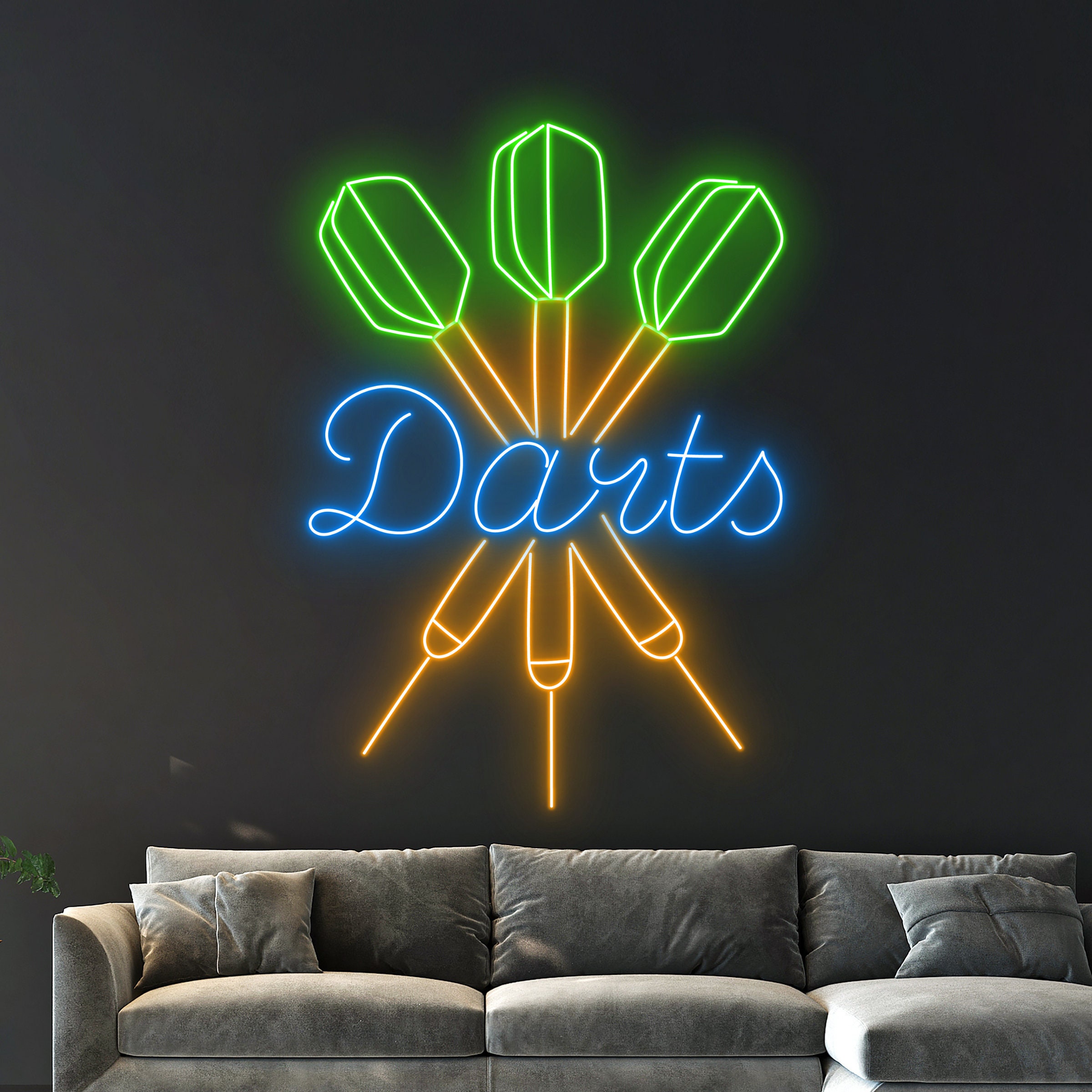 Dart Game Neon Sign, Wall Decor, Dart Neon Sign, Custom Neon