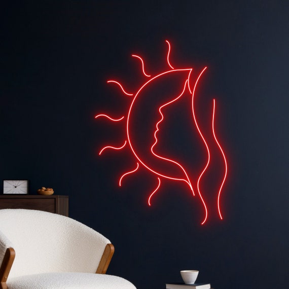 Insegna Al Neon A Forma Di Faccia Di Donna Con Luci LED - Personalizzabile, Telecomando Con Regolazione Luminosità, Decorazione Da Parete Per Ragazze - 2