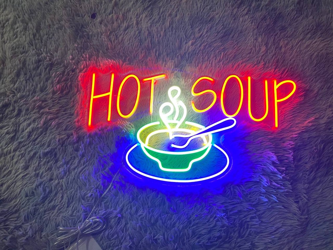 Soup Sign Led Hot Soup Led Sign, Hot Soup Neon Sign, Wall Decor, Decor Led Light ...