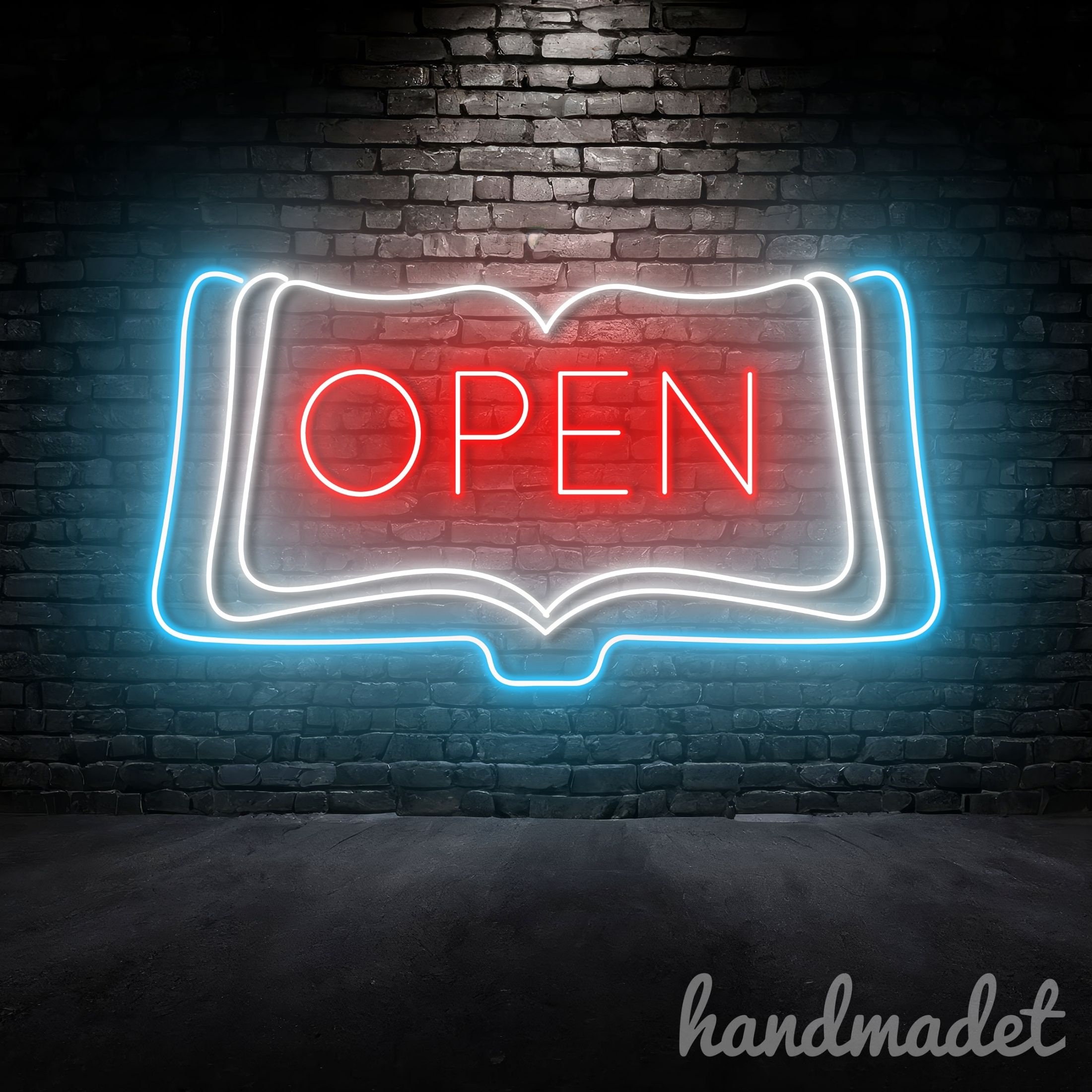 Book Sign Led Sign Open Book Shop Neon Wall Sign, Bookish Led Wall Sign, Bookworm Neon ...