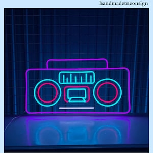 Ghettoblaster Leuchtreklame, Kassettenrekorder-LED-Schild, Musikstereoanlage, Musik-Player-Neonlicht, Retro-Raum-Wandkunstdekor, Old School Neonlicht