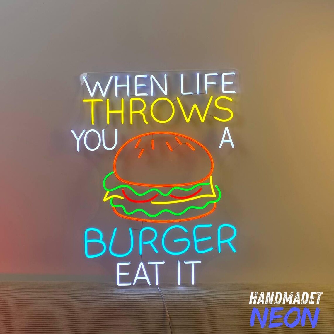 Hamburger Neon Light, Burger Neon Sign, Burger Led Sign, Fast Food Neon ...