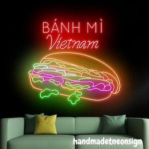 Banh Mi Neon Sign, Banh Mi Vietnam Led Light, Banh Mi Neon Light, Banh Mi Food Led Light, Kitchen Wall Art, Vietnamese Restaurant Wall Decor