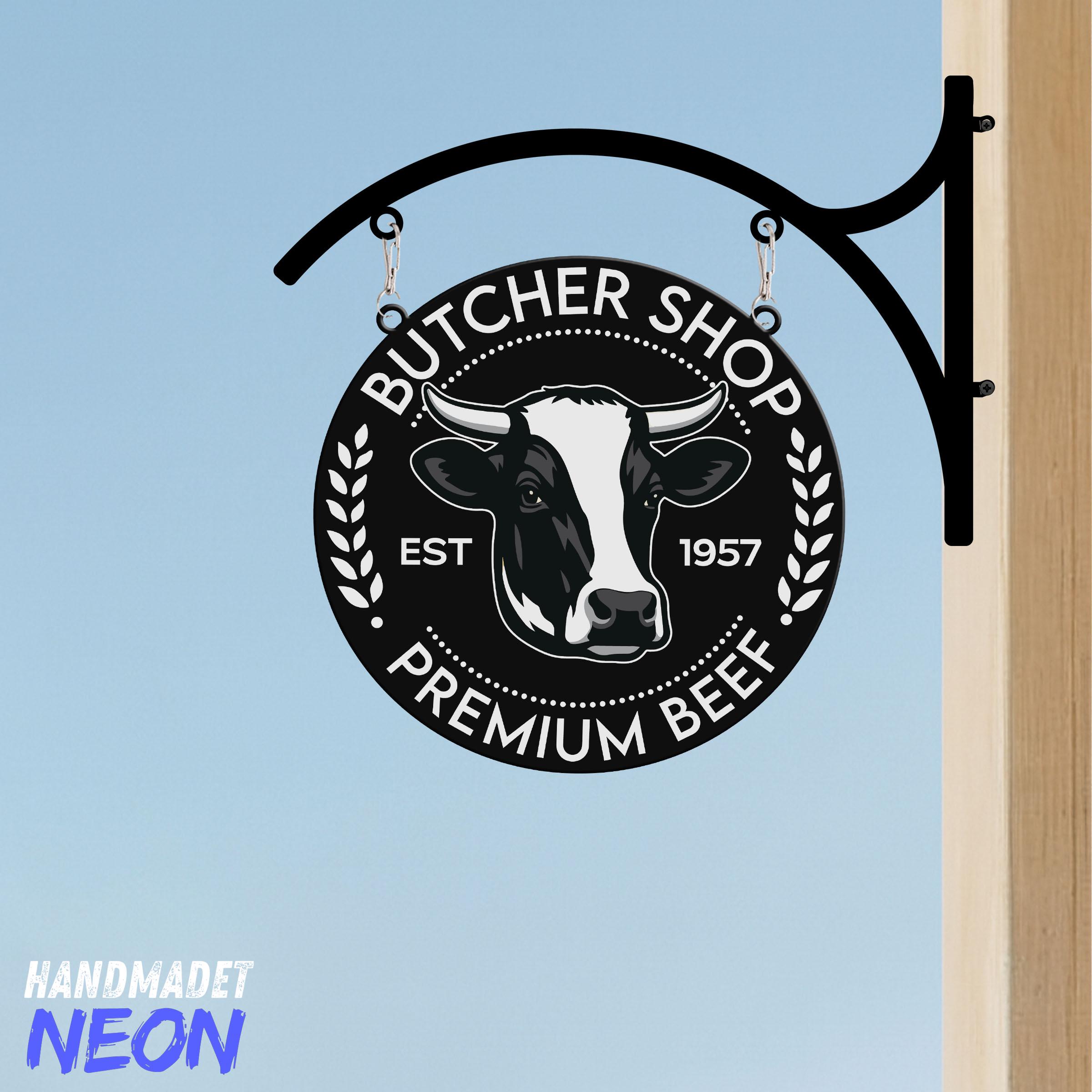 Custom Butcher Shop Metal Hanging Sign: Beef Business Sign, Rustic ...