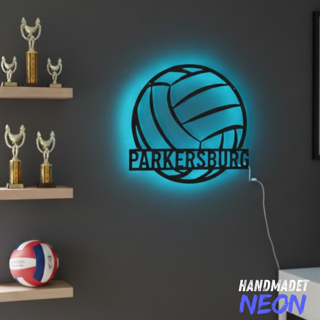 Custom Volleyball Metal Wall Art With LED Light, Personalized Volleyball Player Name Sign Room Decor, Volleyball Metal Lights, Best Gifts