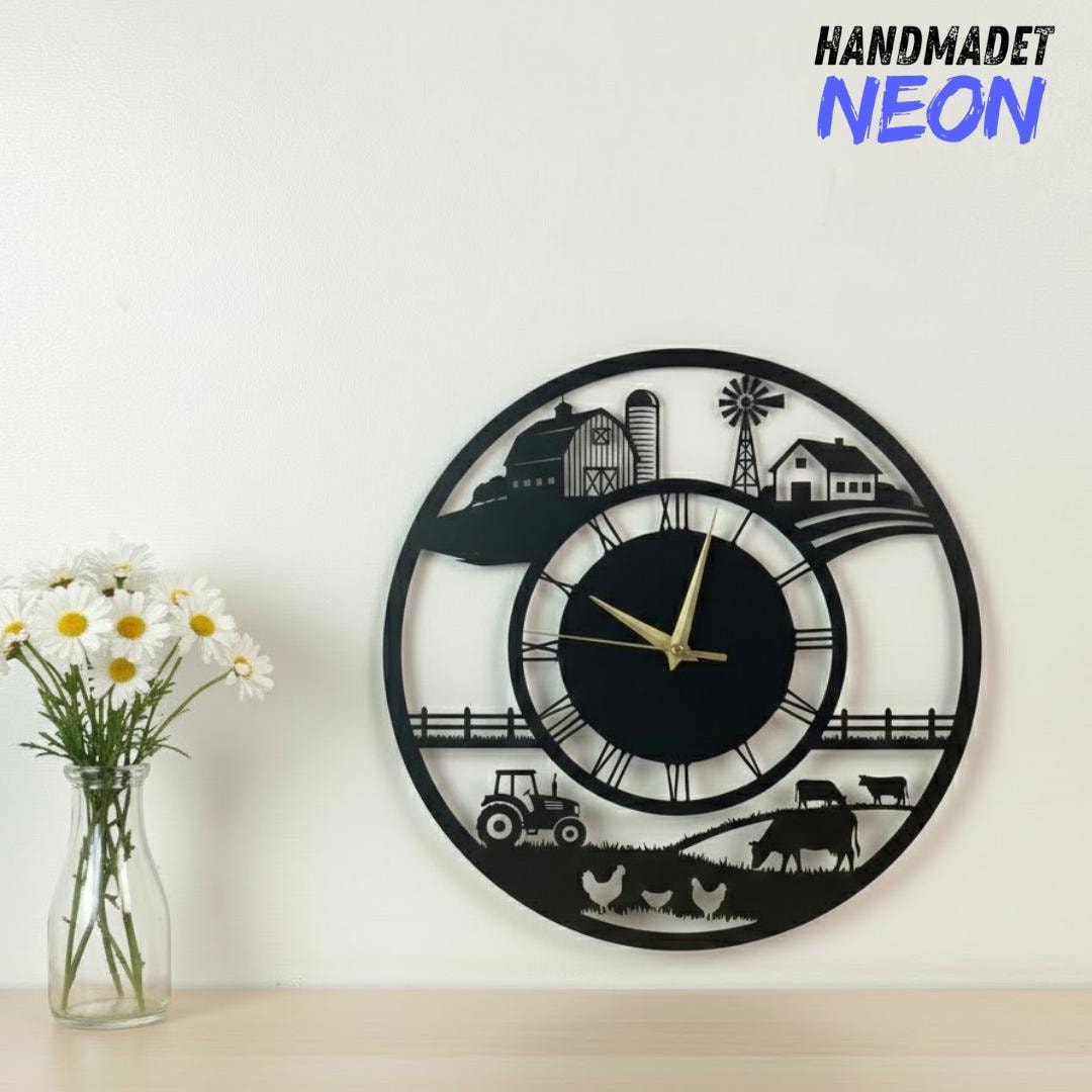 Personalized Farmhouse Metal Wall Clock, Custom Farmer Wall Clock With ...