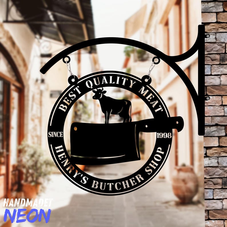 Personalized Butcher Shop Hanging Sign, Custom Outdoor Meat Market ...