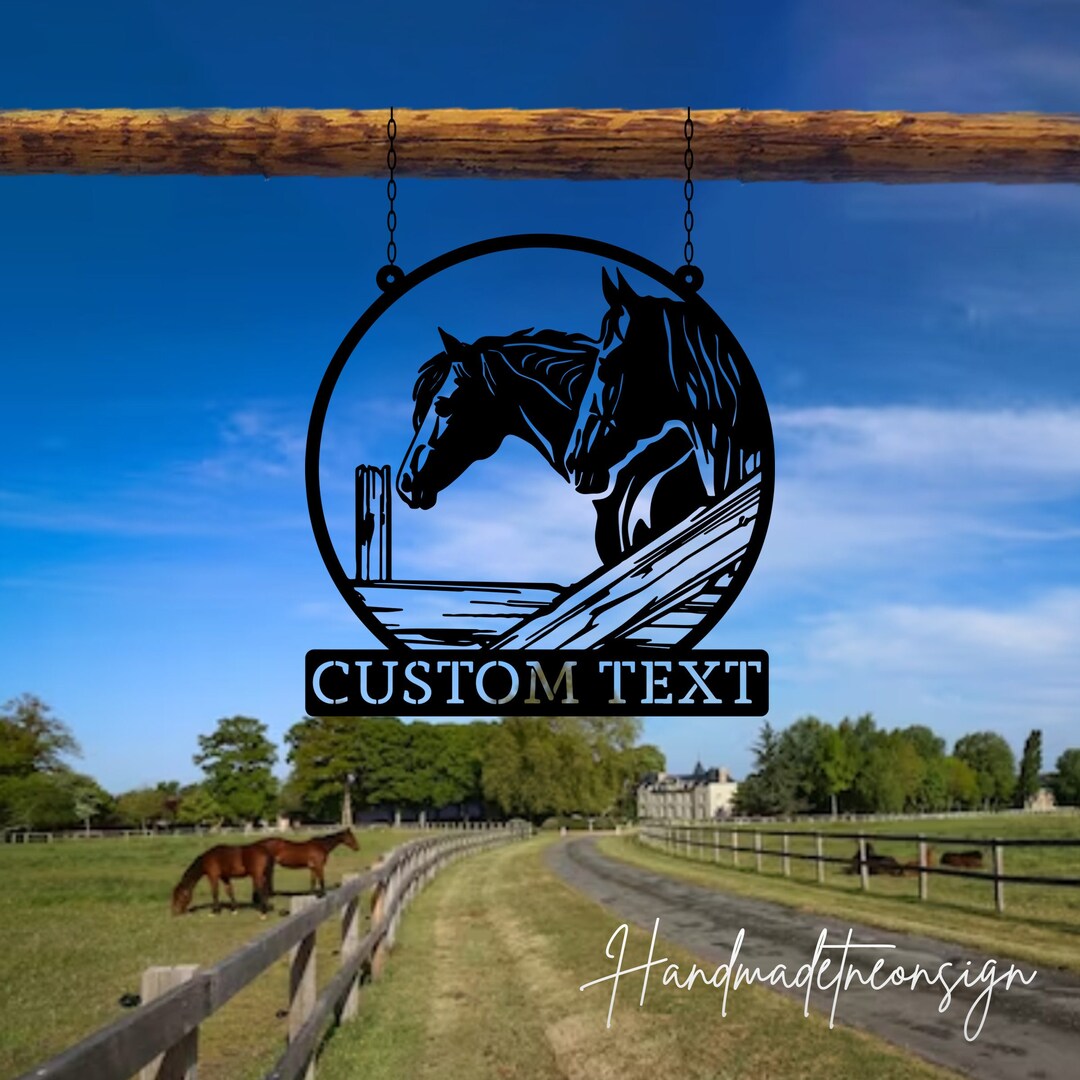 Custom Outdoor Horses Farm Metal Wall Art Hanging Personalized Outdoor