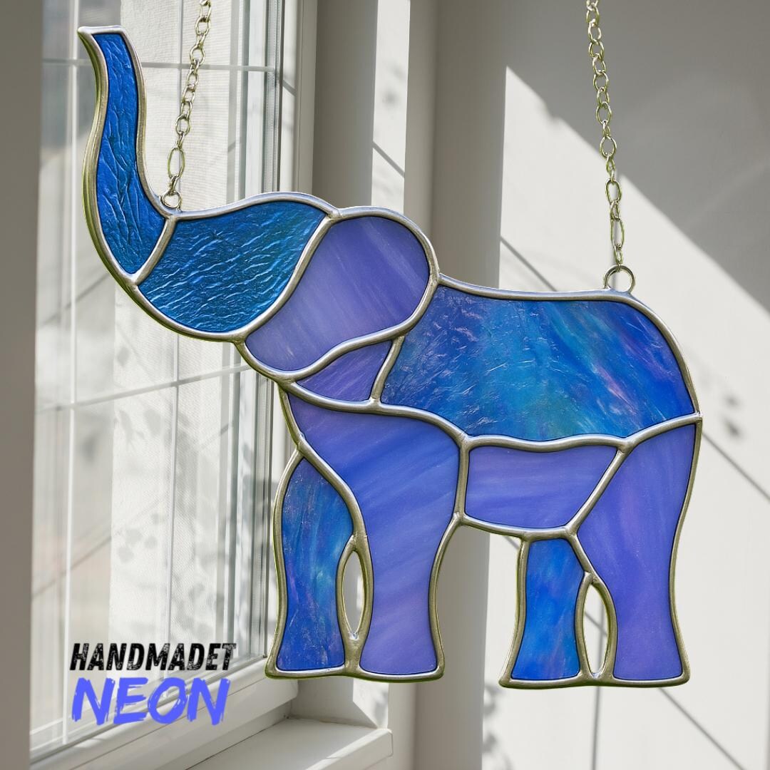 Elephant Stained Glass, Animal Suncatcher for Window, Unique Wildlife ...