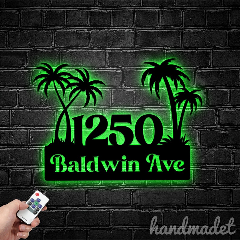 Personalized Palm Tree House Number, Palm Tree Home Number Metal Wall