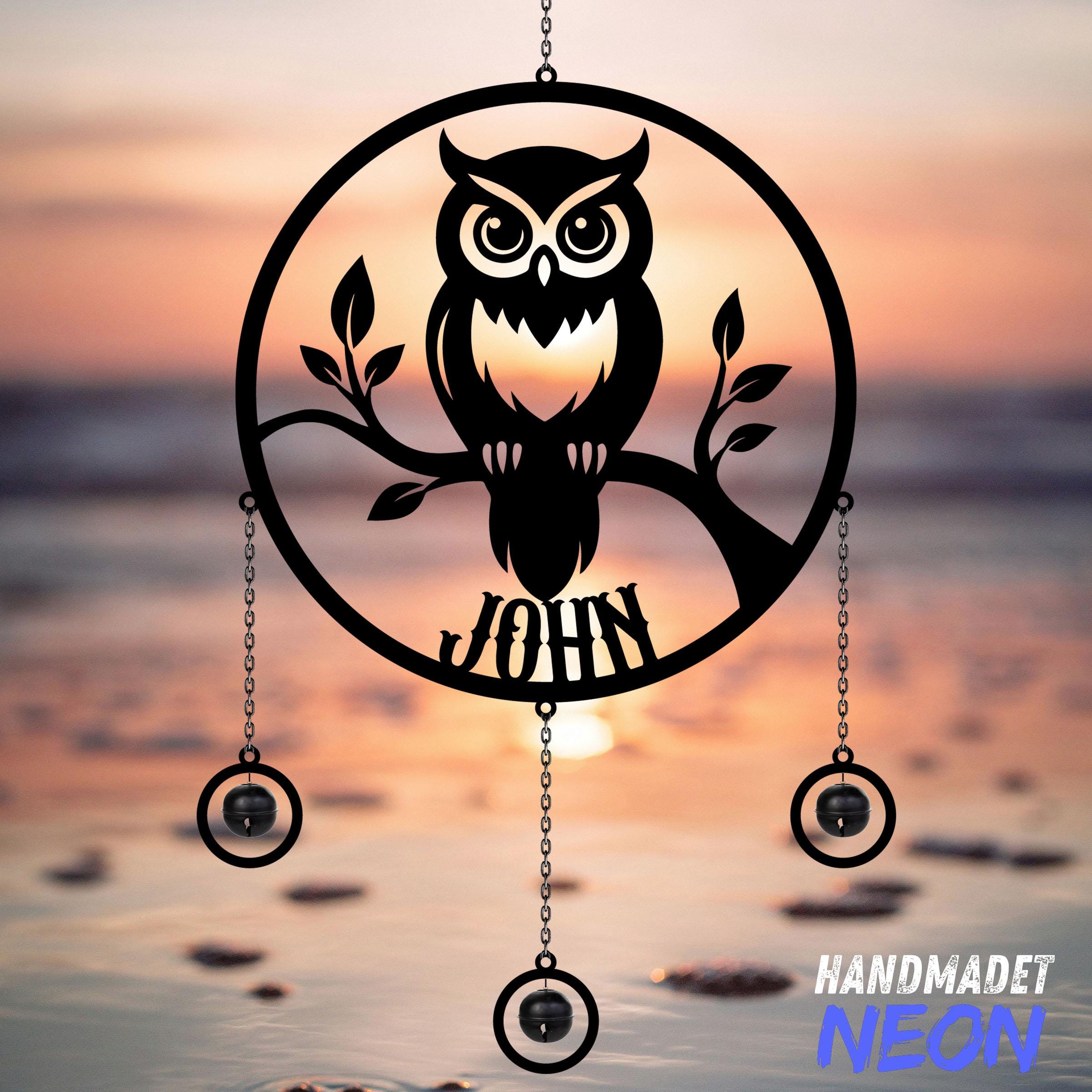 Wind Rattles Owl Metal Wind Chimes Rattle Window Hanging, Owl Outdoor Decor Garden ...
