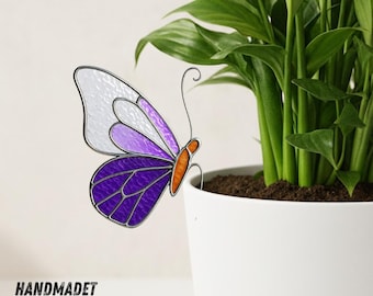 Butterfly Stained Glass, Personalized Butterfly Garden Art, Yard Stake, Unique Gift Ideas for Gardeners